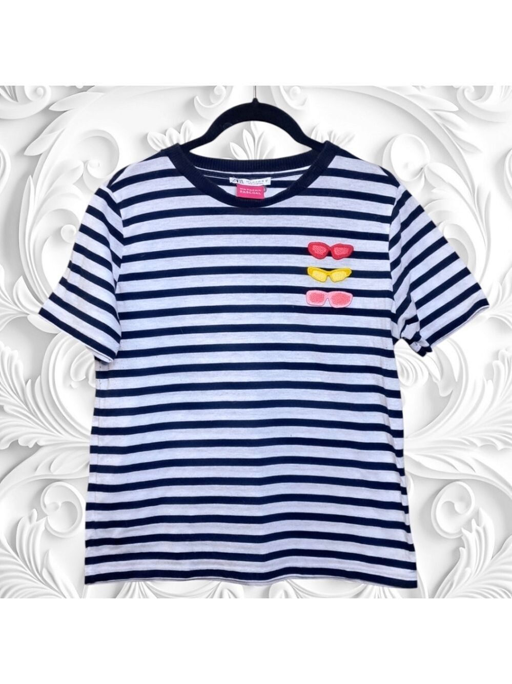 Zara Natacha Paschal Blue & White Striped T-Shirt